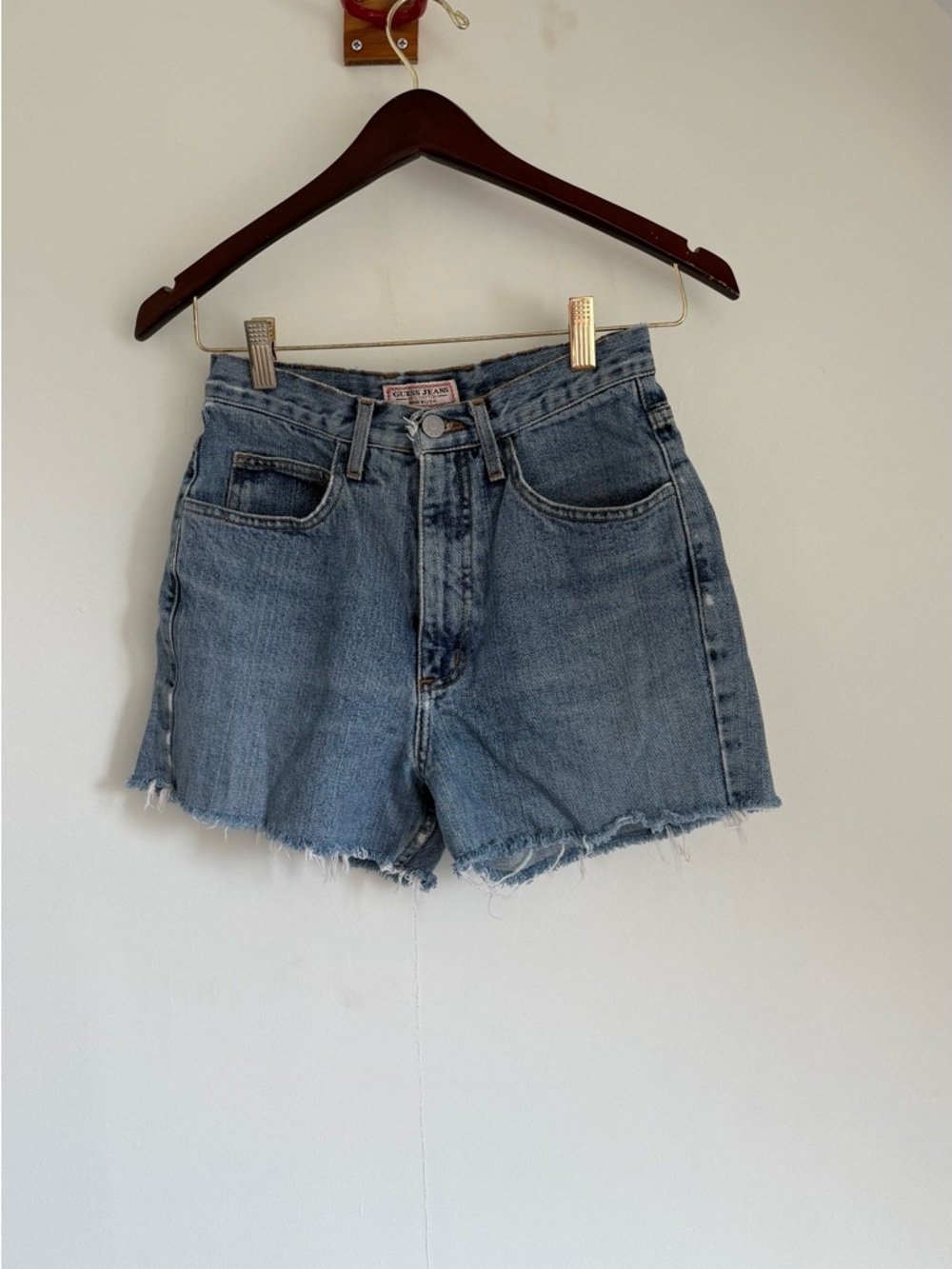 Guess Light Blue High-Rise Denim Cutoff Shorts